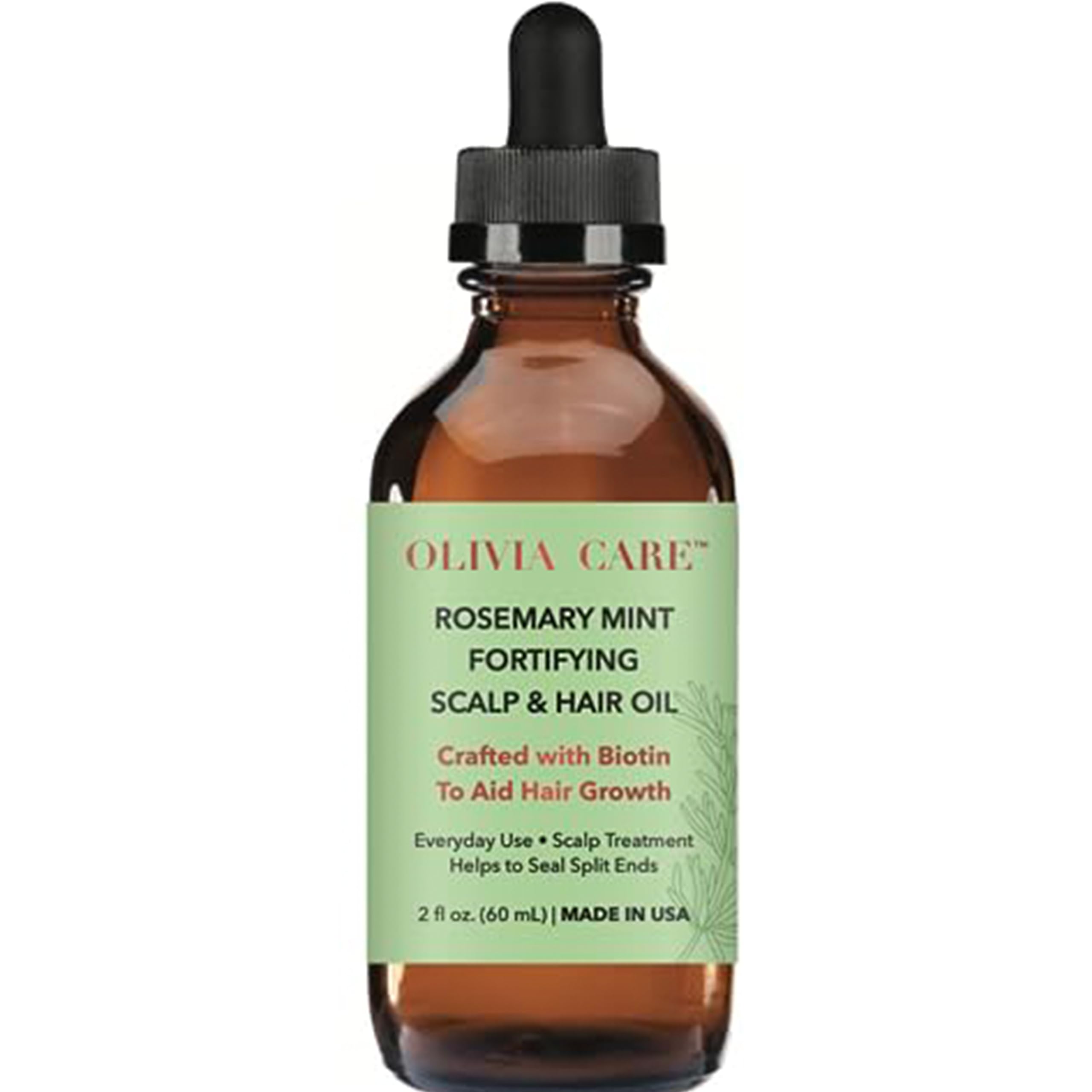 OLIVIA CARE Rosemary Oil for Hair Growth - Rosemary Oil & Mint Oil with Biotin Fortifying Scalp and Hair Treatment to Aid Hair Growth Made in USA.